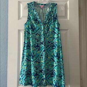 Lily Pulitzer Tropical Sleeveless Dress in Blue and Green size M